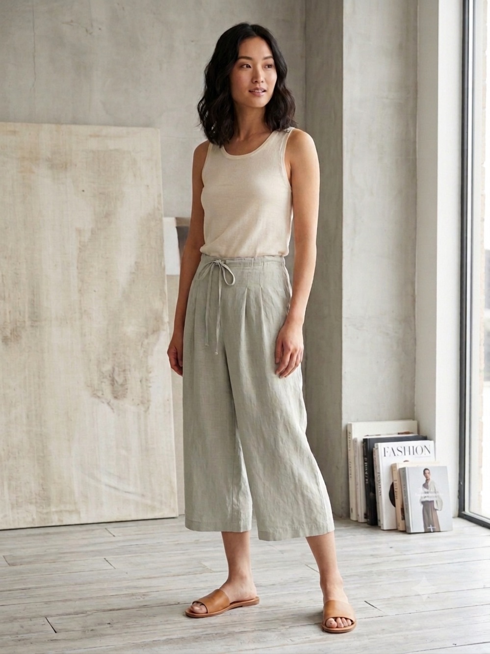 Cut Loose Relaxed Wide-Leg Crop Pants Sz XS